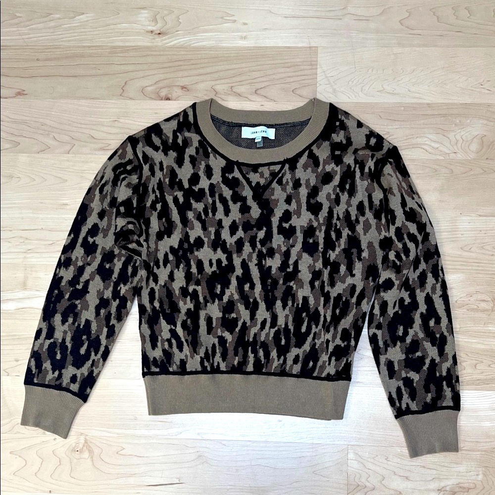 John + Jenn Tan and Black Animal Print Sweater, Size XS